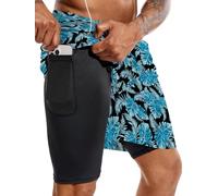 Men's Quick Dry Swim Trunks 7" Swimsuits with Compression Mesh Liner Beach Bathing Suits Swimming Board Shorts (UK, Alpha, S, Regular, Regular, Color14)