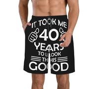 Men's Quick-Dry Swim Trunks with Pockets Happy 40th Birthday (1) Stretch Beach Shorts for Surfing Swimming Vacation - Drawstring Elastic Waist Lightweight Board Shorts Swimsuit