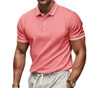 Men's Quick Dry Work Polos | Short Sleeve Tops | Advertising Sub Size Big and Tall Daily Comfort Tee Shirts Hot Pink M