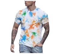 Mens Quick Drying Breathable Cooling Short Sleeve Sports T-Shirt with Sun UV Protection Party Fancy Dress Costume Tunic Blouses Jumper （J-Orange, XXL
