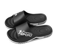 Men's Quick Drying Non Slip Breathable Massage Soft Sole Comfortable Flat Slippers for Shower Room Home Indoor Outdoor Wear (Black, 7)