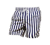 Men's Quick Drying Swim Trunks with Drawstring Waist - Striped Print Mesh Lining Short Pants Summer Bathing Suits Beach Board Lightweight Comfortable Trousers White