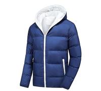Mens Quilted Jacket Hooded Down Jacket Winter Warm Puffer Jackets with Pocket Full Zip Lightweight Waterproof Outwear Outdoor Windproof Work Coats Thicken Padded Coat Casual Ski Jackets for Hiking