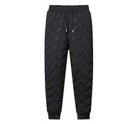 Men's Quilted Jogger Pants, Winter Warm Tracksuit Bottoms, Soft Padded Athletic Sweatpants for Cold Weather, Comfortable Drawstring Tapered Fit Joggers for Men Black