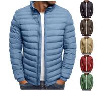 Men's Quilted Padded Winter Jackets Men Thermal Warm Puffer Coats Thicken Padded Outwear Jacket With Pockets Mens Solid Color Zipper Loose Cotton Coat Waterproof Outwear with Hoodies