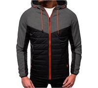 Mens Quilted Puffer Jacket Lightweight Zipped Pockets Hooded Jacket Zip up Hoodies Winter Warm Coats Padded Down Coat UK Sale Clearance