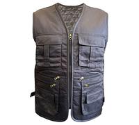 Mens Quilted Waistcoat Thermal LINED Thick Multi Pockets Fishing Hunting (as8, alpha, 3x_l, regular, regular, 681 - Charcoal/Navy, 3XL)