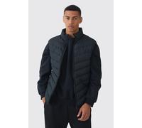 Mens Quilted Zip Through Funnel Neck Gilet In Black, Black XS