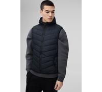 Mens Quilted Zip Through Hooded Gilet In Black, Black XS