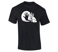 Mens Rabbit Hand Shadow Puppet Funny T-Shirt Black (XL)