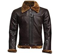 Mens Raf Aviator Leather Jacket B3 Flying Bomber Fashion WW2 Pilot Winter Sheepskin Leather Jacket (as8, alpha, x_l, regular, regular, Brown Sheep With Brown Fur)