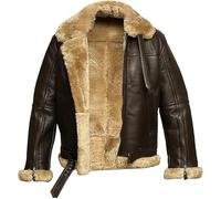 Mens Raf Aviator Leather Jacket Real Sheepskin Shearling Genuine B3 Bomber Flight Fighter Pilot Flying Winter Coat WW2 (UK, Alpha, XL, Regular, Regular, Ginger Brown)