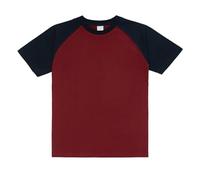 Men's Raglan Contrast T-Shirt 230g Plain Retro Heavy Shoulder T-Shirt Pure Cotton Matching Colour Loose Short Sleeve Underarm Shirts Men, red, L