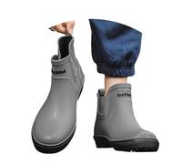 Men's Rain Boots for Outdoor Hiking Camping Trips Comfortable Calf High Ankle Boots with Non-Slip Sole Waterproof for Everyday Trekking Leisure in All Weather Robust Material for, gray, 7 UK