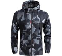 Men'S Rain Jacket Lightweight Comfortable Casual Breathable Hoodie Jacket Mountain Climbing Camping Hiking Outdoor-Jacket C-Black M