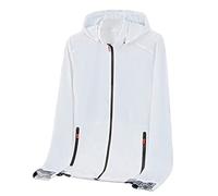 Men's Rain Jacket Lightweight Waterproof Sweat Jacket Men's White Short Men's Coat Large Sizes Hiking Jacket with Zip Men's Jacket Stretch Outdoor Jacket Plain Leisure Jacket Comfortable, White, XL