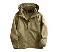 Men'S Rain Jacket Mountain Climbing Camping Hiking Outdoor-Jacket Lightweight Comfortable Breathable Hoodie Jacket N-Khaki 3XL
