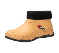 Men's Rain Shoes Short Boot for Commute and Outdoor Use - Easy Clean Rubber Footwear with Gaiters and Cozy Warmlined Interior Versatile All-Weather Footwear for Autumn and Winter (Khaki, 5.5)