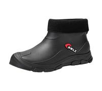 Men's Rain Shoes Short Boot for Commute and Outdoor Use - Easy Clean Rubber Footwear with Gaiters and Cozy Warmlined Interior Versatile All-Weather Footwear for Autumn and Winter (Black, 6.5)