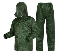 Men's Rain Suit Jacket Waterproof Comfortable Jacket with Hood and Pockets Jogging Bottoms Fashionable and Warm Casual and Multifunctional Suit for Outdoor Sports, Green Army, 3XL