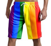 Mens Rainbow Fishnet Boxer Briefs Skirt Underwear Briefs Activewear Bottoms Novely Boxer Shorts Unisex Men's Women's Shiny Metallic Rainbow Hot Pants LGBTQ+ Gay Pride Festival Shorts Regular