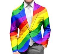 Mens Rainbow Stripped Suit Pride Month Clothes LGBT 2 Piece Suits Men Gays Prides One Button Notched Lapel Slim Fit Tuxedo Suit Coloured Blazer Trousers Sets Two Pieces Leisure Party Costume