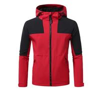 Men's Raincoat Solid Trend Pullover Half Zip Hardshell Rain Jackets Lightweight Breathable Windbreaker Raincoat Windproof Running Golf Cycling Jacket with Hood Red