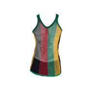 Men's Rasta Mesh String Vests - 4 Unique Designs - 100% Egyptian Cotton - Multicolour Reggae Style Tank Tops (UK, Alpha, XXL, Regular, Regular, Green)