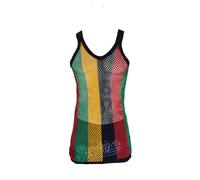 Men's Rasta Mesh String Vests - 4 Unique Designs - 100% Egyptian Cotton - Multicolour Reggae Style Tank Tops (UK, Alpha, 3XL, Regular, Regular, Black)