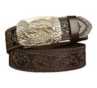 Mens Ratchet Western Belt Leather Cowboy Belts for Men with Automatic Western Buckle Belt for Jeans Casual Wear,Black B,120CM/47.3''