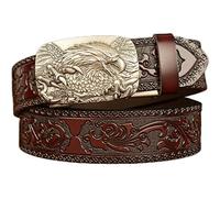Mens Ratchet Western Belt Leather Cowboy Belts for Men with Automatic Western Buckle Belt for Jeans Casual Wear,Brown B,120CM/47.3''