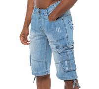 Mens Raw Combat Cargo Denim Shorts | Enzo Designer Menswear - Light Stonewash / 32W