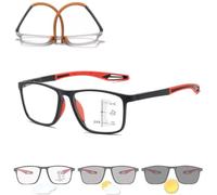 Mens Reading Glasses, Flexible TR90 Anti Blue Light Blocking Readers, Sporty Rectangular Progressive Spectacles for Men with Spring Hinges(Black/Red,3.0x)