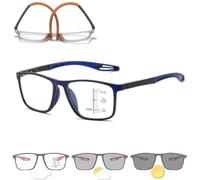 Mens Reading Glasses, Flexible TR90 Anti Blue Light Blocking Readers, Sporty Rectangular Progressive Spectacles for Men with Spring Hinges(Dark Blue/Blue,1.5x)