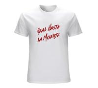 Men's Real Hasta La Muerte Camisa Novelty Rock Music Hip Hop Rapper Tee T-Shirts White XXL