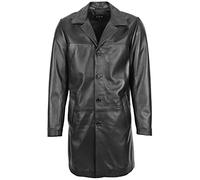 Mens Real Leather 3/4 Length Mac Coat Jimmy Black (L)