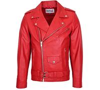 Mens Real Leather Biker Jacket Cross Zip Brando Style Johnny