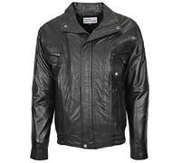 Mens Real Leather Bomber Jacket Classic Blouson Style Robert