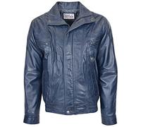 Mens Real Leather Bomber Jacket Classic Blouson Style Robert