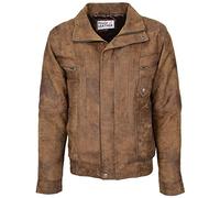 Mens Real Leather Bomber Jacket Classic Blouson Style Robert Brown