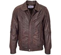 Mens Real Leather Bomber Jacket Classic Fit Blouson Style Jim Brown Nubuck