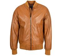 Mens Real Leather Bomber Jacket MA-1 Varsity Style Ryan (UK, Alpha, XXL, Regular, Regular, Tan)