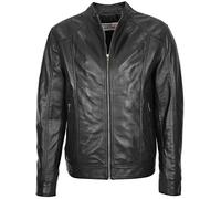Mens Real Leather Classic Jacket Casual Zip Fastening Style Matt (XL, Black)