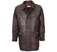 Mens Real Leather Coat Winter Overcoat Classic Style M2 Brown (XL)