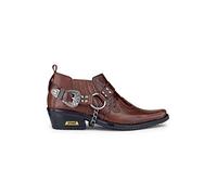 Mens Real Leather Cowboy Riding Shoes Belt Chain Western Heel Dancing - Brown 8