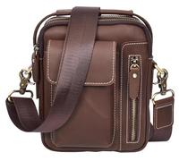 Mens Real Leather Cross Body Bag Small Organiser Utility Pouch Hudson (Brown Hunter)