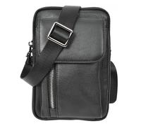 Mens Real Leather Cross Body Bag Small Size Travel Pouch Dinan Black House of Leather Black Small