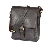 Mens Real Leather Cross Body Flap over Shoulder Bag Travel Pouch HOL14 Brown