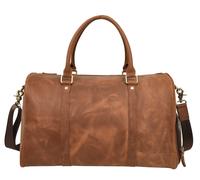 Men's Real Leather Holdall Weekend Duffel Bag with Shoulder Strap Reeve (Tan)