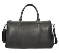 Men's Real Leather Holdall Weekend Duffel Bag with Shoulder Strap Reeve (Black)